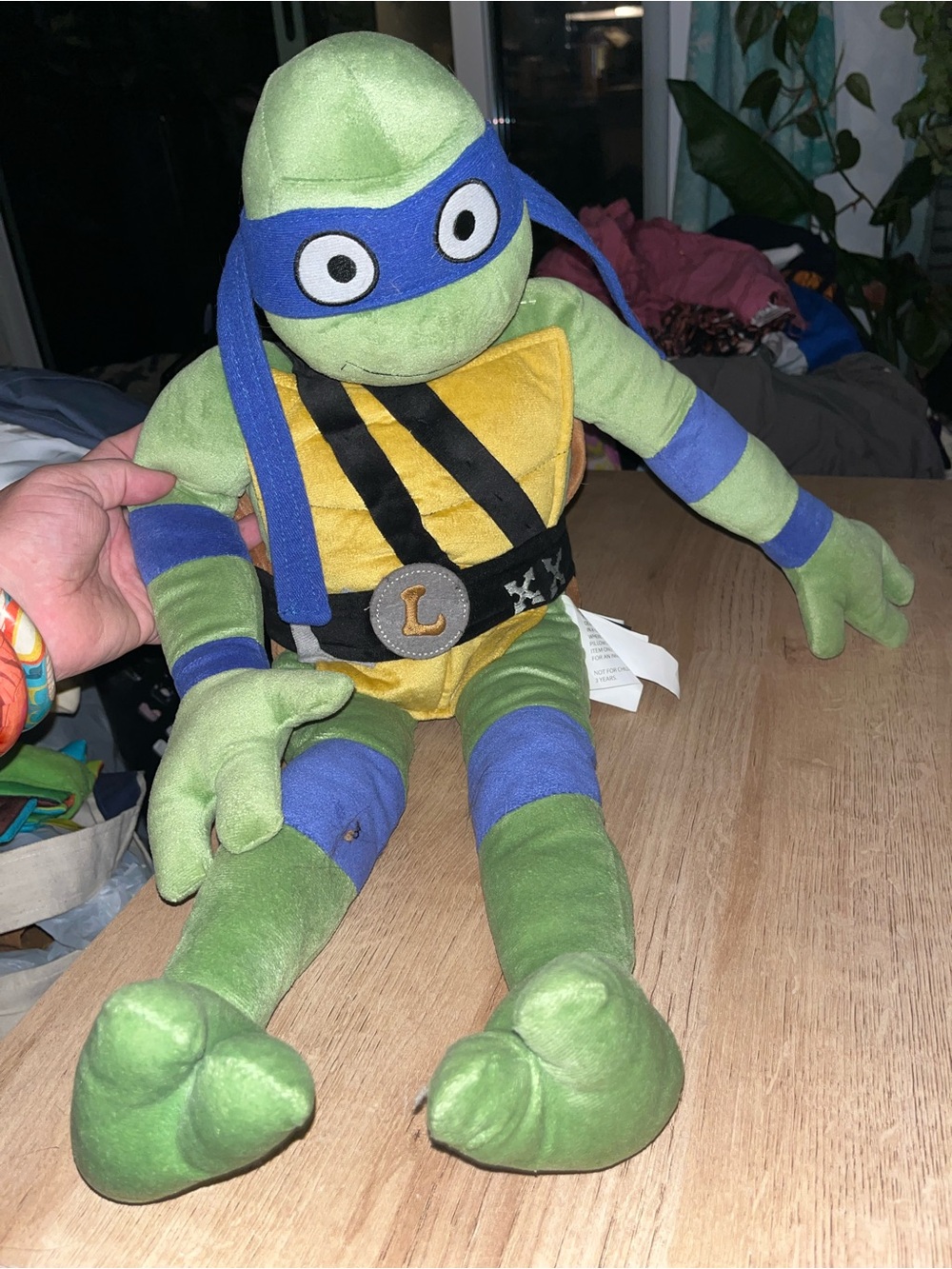 Green and Blue Plush Turtle Toy with Yellow Shell